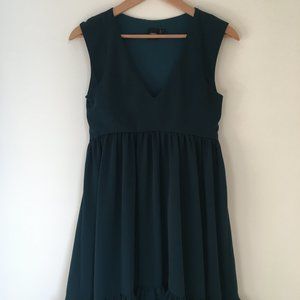 ASOS Emerald Green Satin Holiday Ruffle Hem Dress